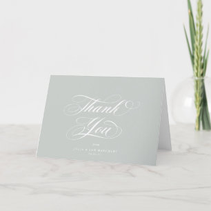 Gray Green Elegant Script Blank Wedding Dankeskarte