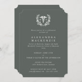 Gray-Green MD Caduceus+Laurel Wreath Abschluss Einladung (Vorne/Hinten)