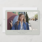 Gray-Green Simple Modern Single Foto Abschluss Ankündigung (Vorderseite)