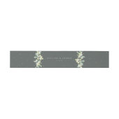 Gray Green Snowberry+Eucalyptus Wedding Portrait Einladungsbanderole (Flach)