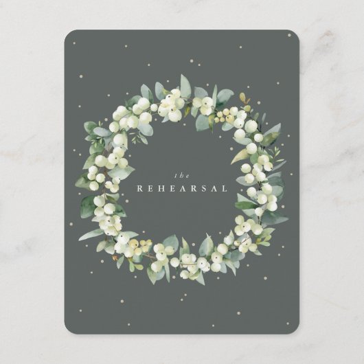 Gray Green Snowberry+Eucalyptus Wedding Probe Begleitkarte (Rückseite)