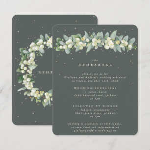 Gray Green Snowberry+Eucalyptus Wedding Probe Begleitkarte