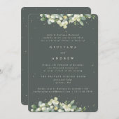 Gray Green Snowberry+Eucalyptus Wedding Probe Einladung (Vorne/Hinten)