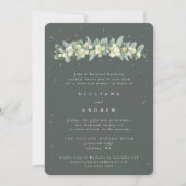 Gray Green Snowberry+Eucalyptus Wedding Probe Einladung (Vorderseite)