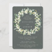 Gray Green Snowberry+Eucalyptus Wedding Probe Einladung (Vorderseite)