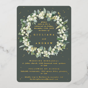 Gray Green Snowberry+Eucalyptus Wedding Probe Folieneinladung
