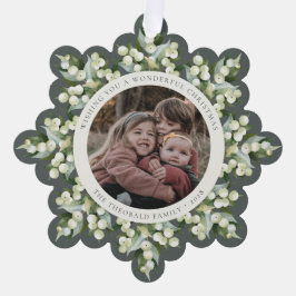 Gray-Green Snowberry+Greenery Christmas Paper Ornament Karte