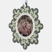 Gray-Green Snowberry+Greenery Christmas Paper Ornament Karte (Linke Ecke)