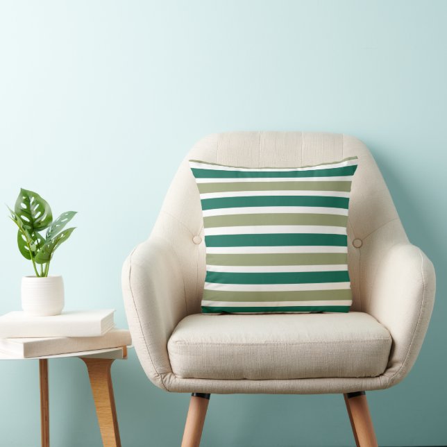 Gray Green Stripes Kissen (Stuhl )
