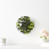 Gray Green Urban Camouflage Squares Militär Time Runde Wanduhr (Zuhause)