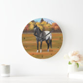 Gray Grulla Appaloosa Quarter Pferdehengst Große Wanduhr (Zuhause)