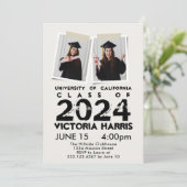 Gray Grunge 2 Custom Foto Fun Abschluss Einladung (Stehend Vorderseite)