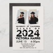 Gray Grunge 2 Custom Foto Fun Abschluss Einladung (Vorne/Hinten)