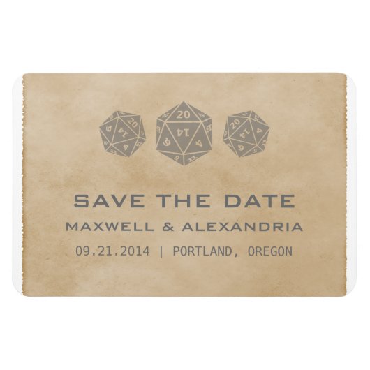Gray Grunge D20 Dice Gamer Speichern Sie das Date  Magnet (Horizontal)