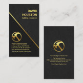 Gray Grunge Gold Stripe Bauunternehmer Visitenkarte (Vorne/Hinten)