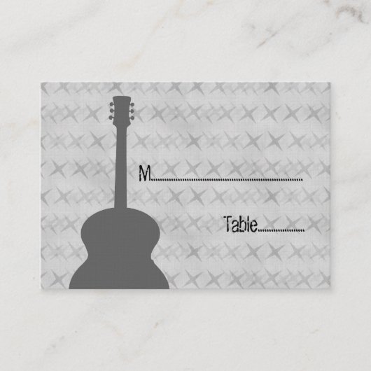 Gray Guitar Grunge Platzkarte (Vorderseite)