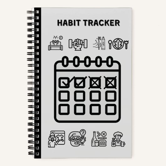 GRAY HABIT TRACKER NOTEBOOK NOTIZBLOCK (Vorderseite)