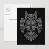 Gray Haida Spirit Owl auf Black Postkarte (Vorne/Hinten)