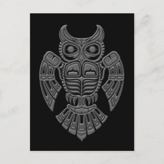 Gray Haida Spirit Owl auf Black Postkarte