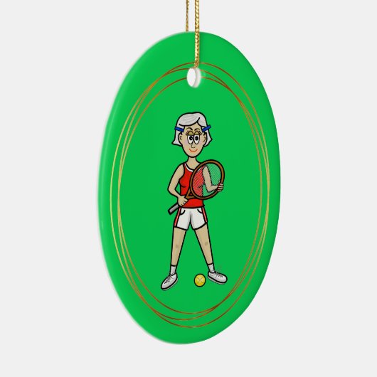 Gray Hair Female Tennisspielplatz Keramik Ornament (Rechts)