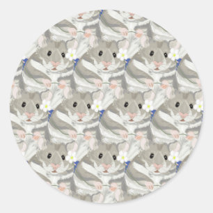 Gray Hamster Pattern Runder Aufkleber