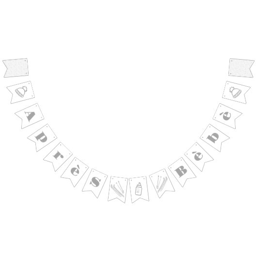 Gray Hand-Drawn Après Bébé Baby Shower Wimpelkette (Alle)