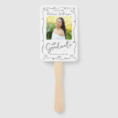 Gray Hand Drawn Doodles Graduation 2 Photo White Fächer (Rückseite)