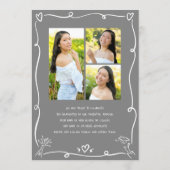 Gray Hand Drawn Doodles Graduation 4 Photo White Ankündigung (Rückseite)