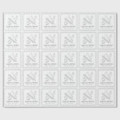 Gray Hand Gezeichnet Après Bébé Boy Baby Shower Geschenkpapier (Flach)