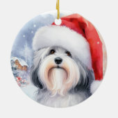 Gray Havanese Dog Watercolor Weihnachten Keramik Ornament (Hinten)