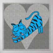 Gray Heart Blue Kitty Print Poster (Vorne)