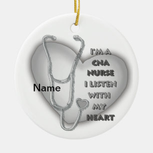 Gray Heart CNA Nurse Keramik Ornament