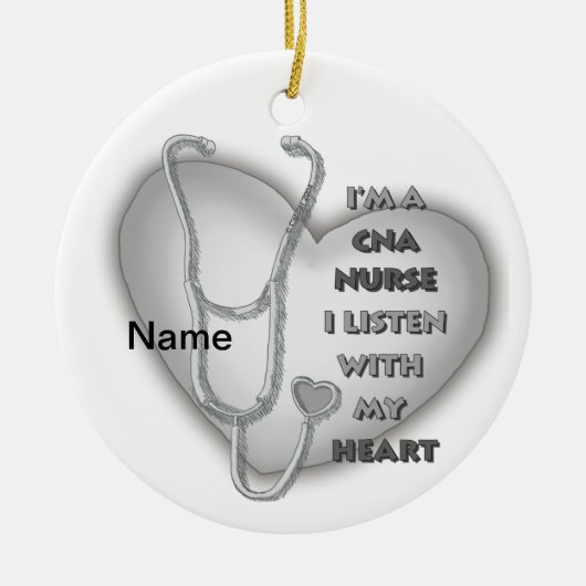 Gray Heart CNA Nurse Keramik Ornament (Vorne)