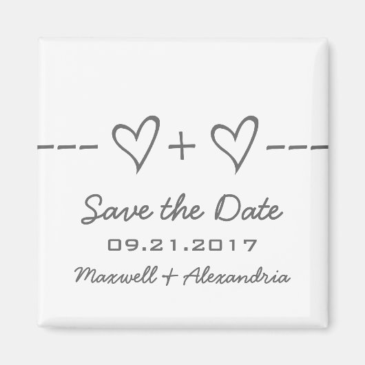 Gray Heart Equation Save the Date Magnet (Vorne)
