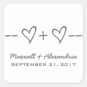 Gray Heart Equation Wedding Stickers