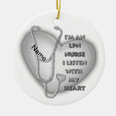 Gray Heart LPN Nurse Keramik Ornament (Vorne)
