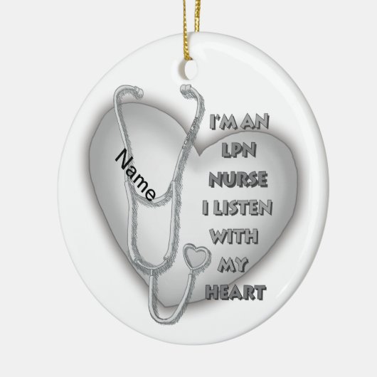 Gray Heart LPN Nurse Keramik Ornament (Links)