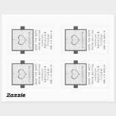 Gray Heart Mah Graph Save the Date Stickers (Blatt)
