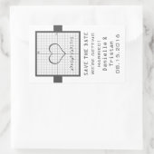 Gray Heart Mah Graph Save the Date Stickers (Tasche)