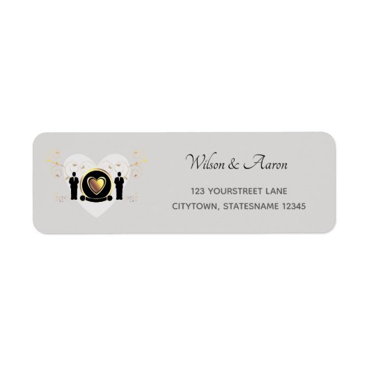 Gray Heart Male Wedding | Rücksendeadresse (Vorne)