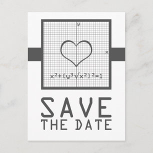 Gray Heart Math Graph Save the Date Postcard Ankündigungspostkarte