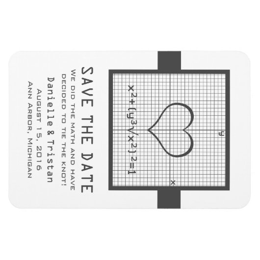 Gray Heart Math Graph Speichern Sie das Date Magne Magnet (Horizontal)