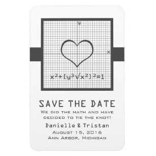 Gray Heart Math Graph Speichern Sie das Date Magne Magnet