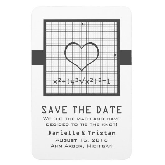 Gray Heart Math Graph Speichern Sie das Date Magne Magnet (Vertikal)