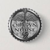 Gray heart ObGyn Nurse Button (Vorderseite)