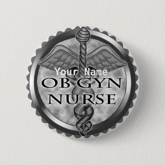 Gray heart ObGyn Nurse Button (Vorderseite)