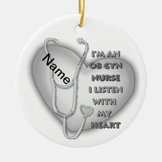 Gray Heart ObGyn Nurse Keramik Ornament (Vorne)