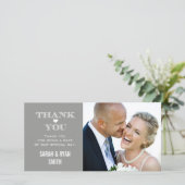 Gray Heart Wedding Foto Vielen Dank Karten (Stehend Vorderseite)