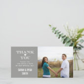 Gray Heart Wedding Foto Vielen Dank Karten (Stehend Vorderseite)