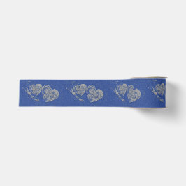 Gray Hearts, Blue Jean Background, Ribbon Ripsband